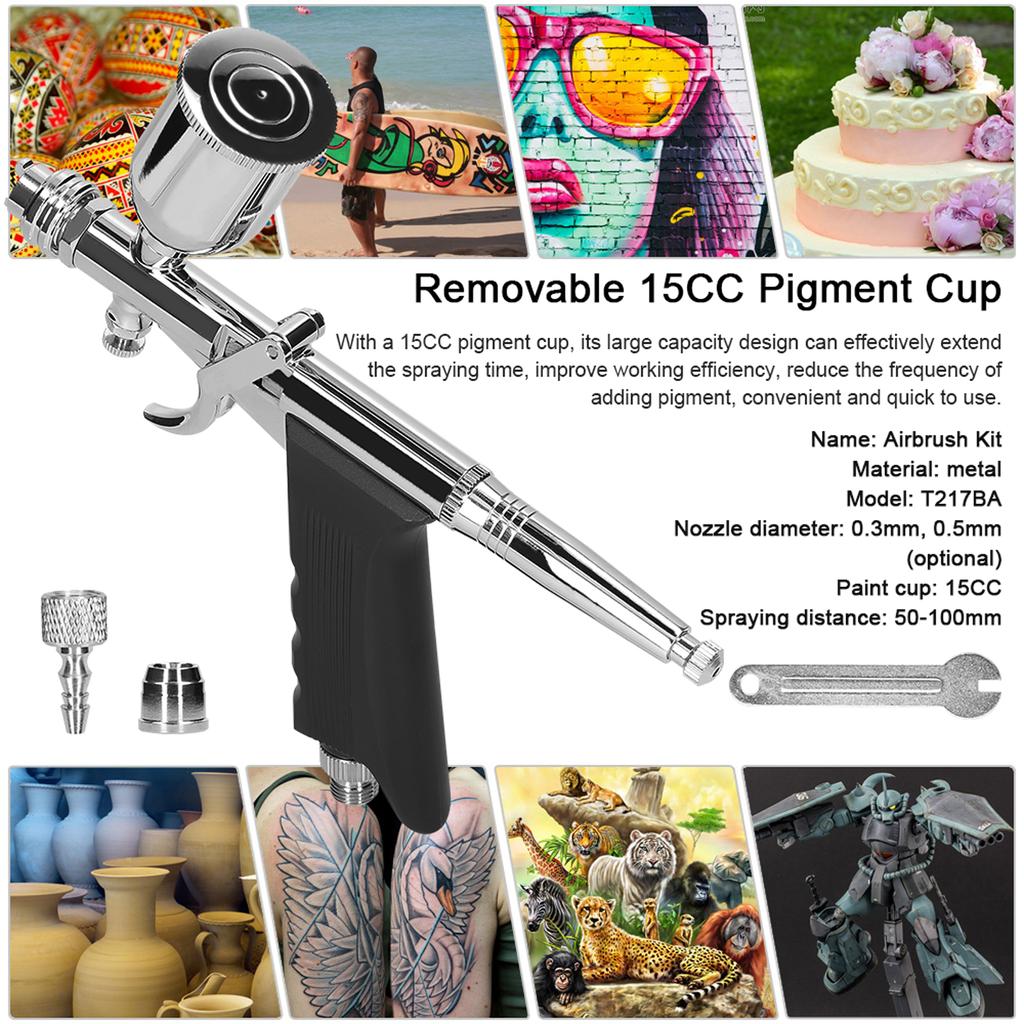 T217BA Airbrush Kit Handheld Air Brush with 15CC Paint Cups for Car Model DIY Painting Makeup Nail