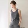 Women's Cashmere Sleeveless Camisole: Low-Neck Knit Top in Winter White, Blue, Green, Velvet, and Rice Colors.