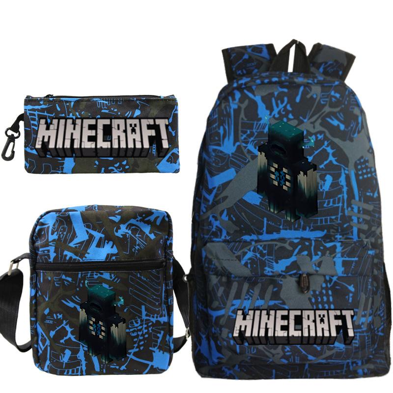 Game Minecraft Printed Children'S School Bag Oblique Span Bag Stationery Pencil Bag Student Backpack Set