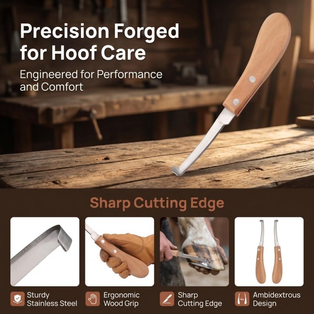 Wooden Handle Hoof Trimming Tool Durable Livestock Hoof Care Tool Horse Hoof Tool Livestock Care Left Hand