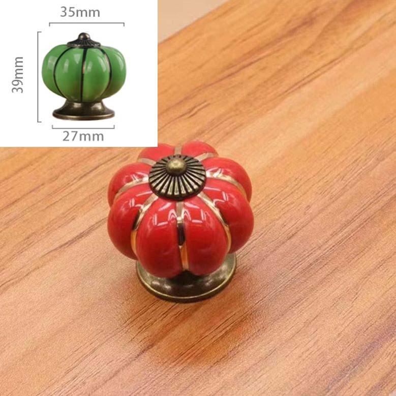 Manopole per Mobili in Ceramica a Forma di Zucca Maniglie per Cassetti con Base Metallica e Viti per Porte di Cucina Armadio Mobili Diametro 35mm