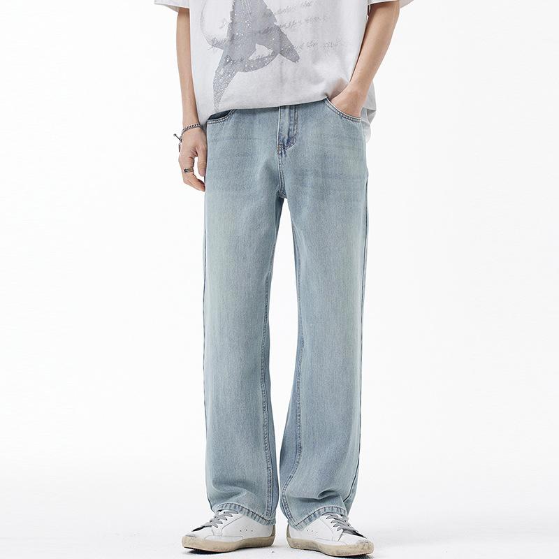 

Летние тонкие джинсы для тенниса Новые эластичные свободные драпированные широкие штанины 36 синий