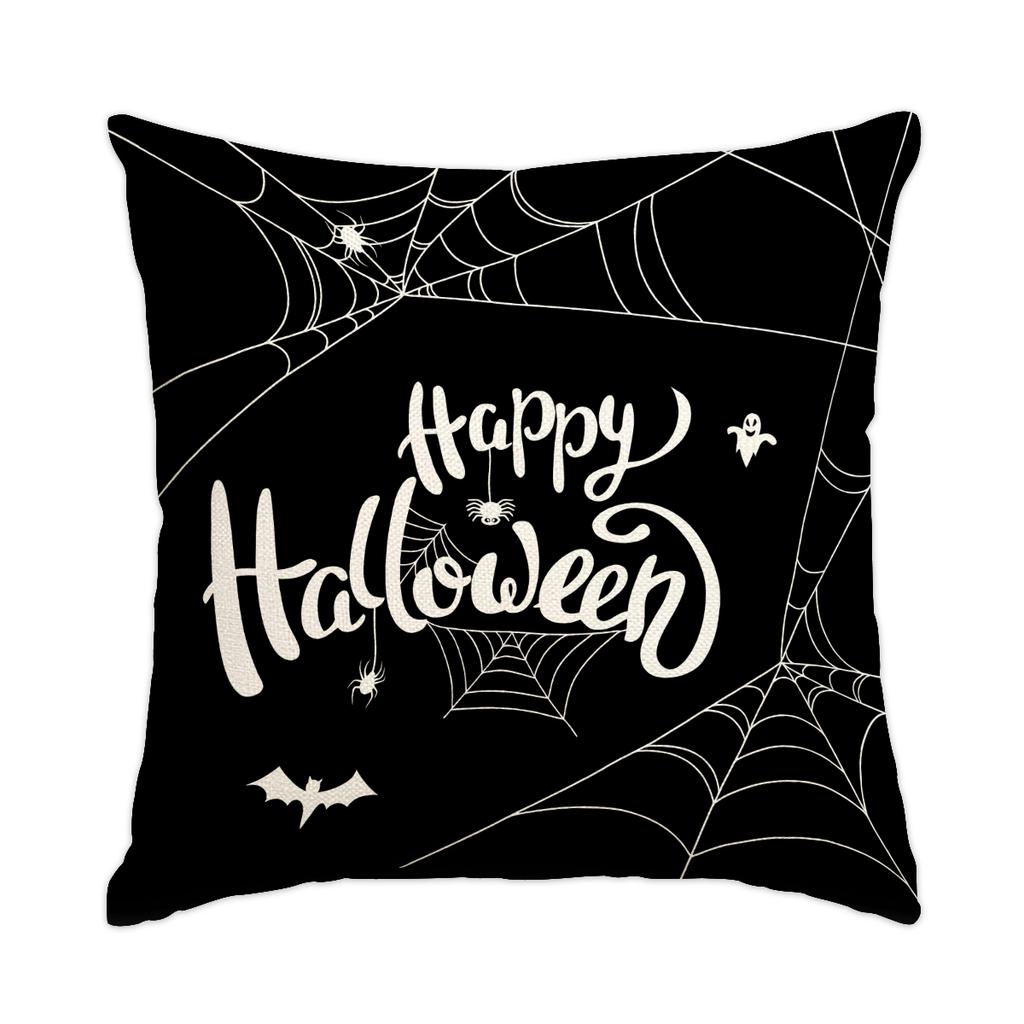 1Pc/4Pcs Halloween Pillow Cover, Trick Or Treat Decorative Pillow Cover, Black Spider Web, Pumpkin Head, Ghost Cushion Cover