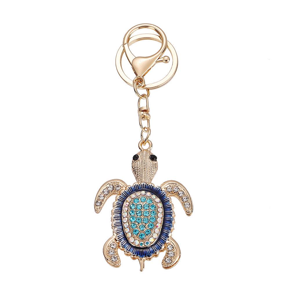 Diamond-Studded Long-Lived Turtle Keychain - Cute Little Turtle Metal Pendant for Backpacks
