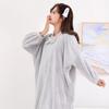 Morandi Color Fleece Hooded Bathrobe - Long Sleeve, Cozy, Warm Student Homewear