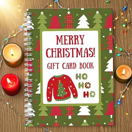 Christmas Gift Card Book 10-Sheet Book Holds 18 Cards Xmas Themed Gift Card Holder Holiday Gift for Older Kids Teens