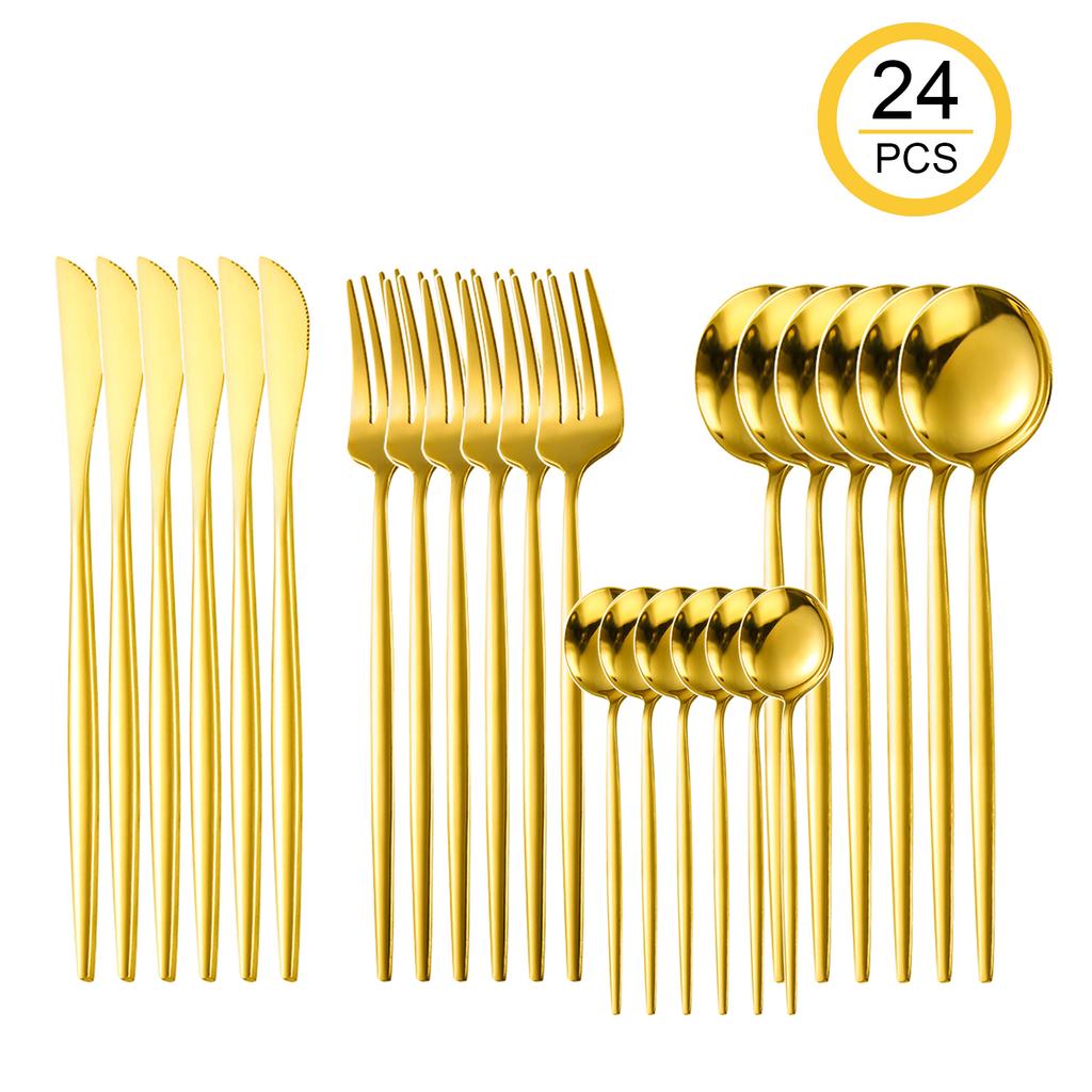 24/40 Pieces Reusable Stainless Steel Flatware Set for Daily Use, Protable Cutlery Set for Home, Wedding, Restaurant, Camping, Mirror Polished