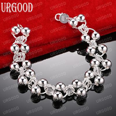 925 Sterling Silver Round Smooth Full Bead Fashion Charm Wedding Jewelry