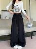 2026 Spring Plus Size Women's High-Waisted Wide-Leg Floor-Length Pants