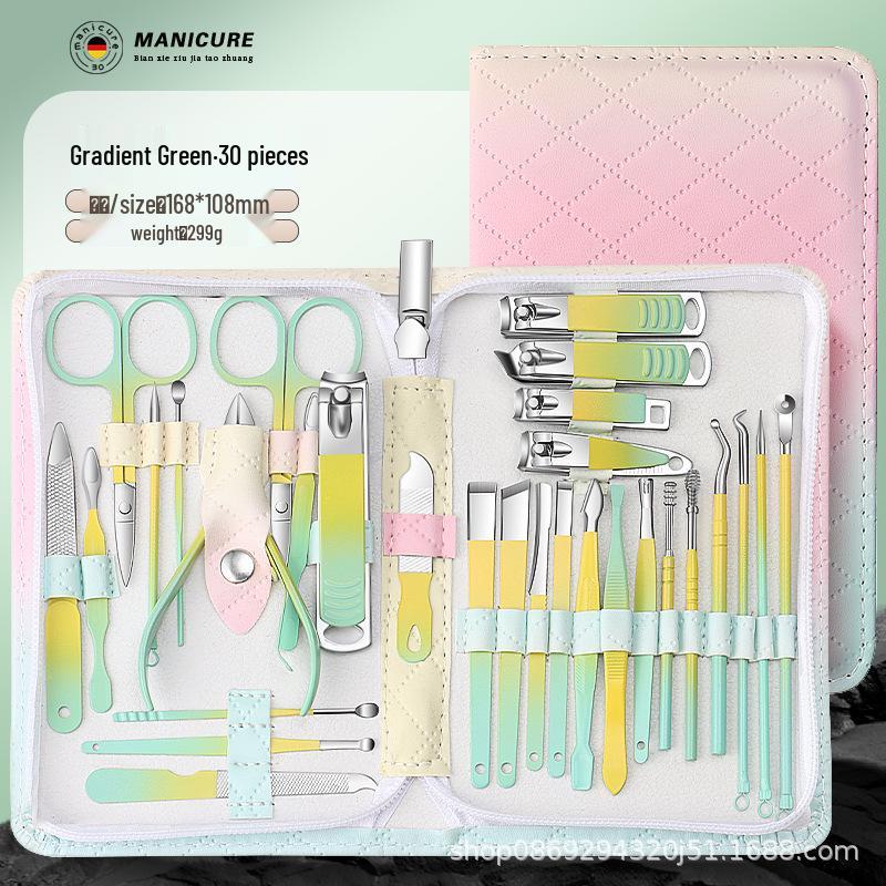 30-Piece Zippered Manicure & Pedicure Set: Stainless Steel Nail Clippers & Cuticle Tools