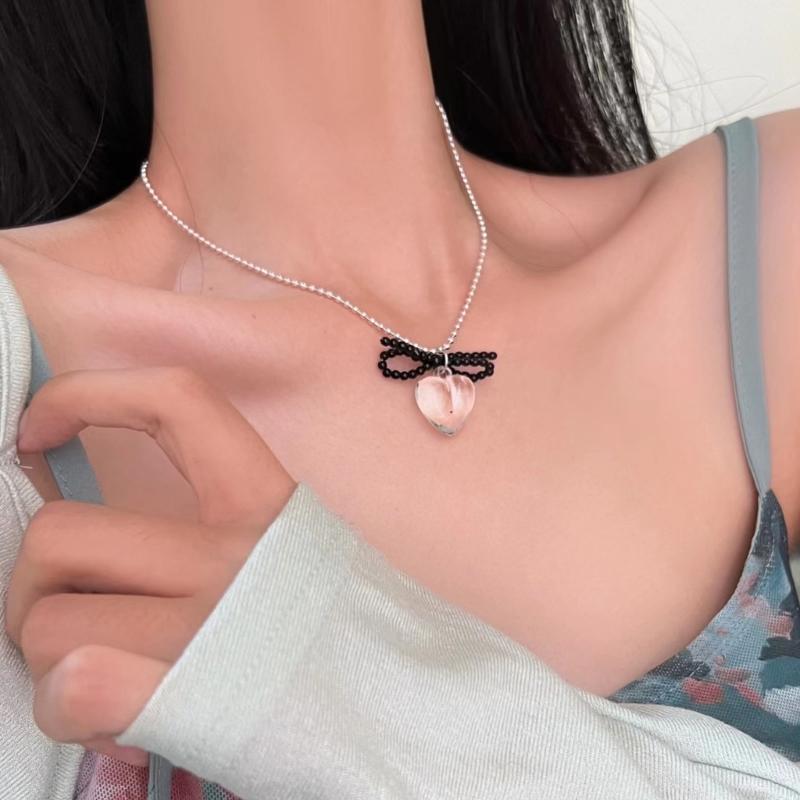 Simulated Pearl Necklace Female Temperament Pearls Bowknot Collarbone Chain Student Adjustable Chain Sweater Chain