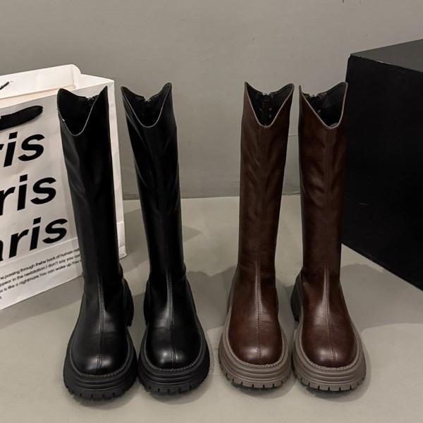 Thick-soled boots Children's 2025 new autumn British style but knee knight boots Small height-increasing boots