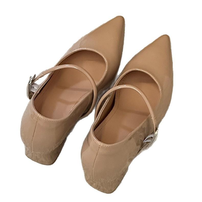 Not tired feet! Thick heel pointed tip 2025 autumn new nude high heels light mouth casual Mary Jane shoes single shoes women