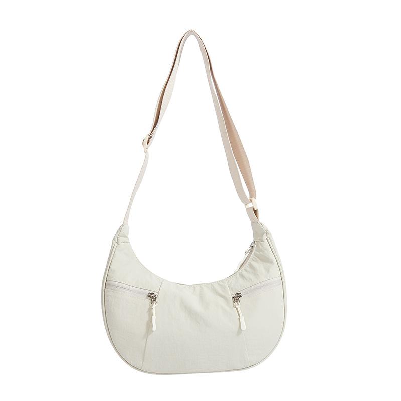 

2025 autumn new fashion simple large capacity casual croissant crescent bag niche women s shoulder messenger bag белый