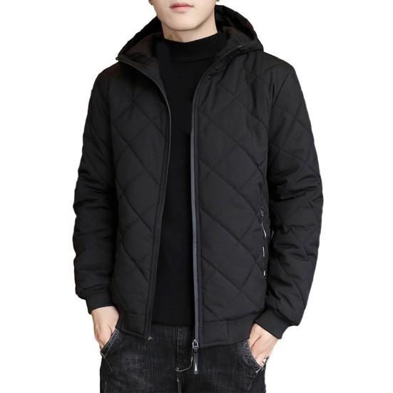 Hooded Neck Protection Thicken Warm Men Winter Cotton Jacket Zipper Closure Padded Solid Color Pockets Plus Size Loose Warm Coat