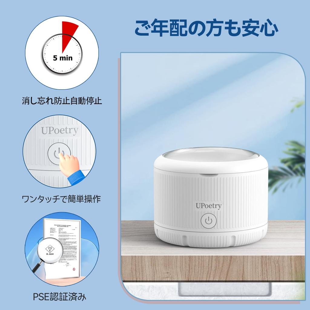 Ultrasonic Denture Cleaner with Transparent 150ml Portable for 45kHz Oral Appliance Japan PSE "Industry First" Lid, Ultra-Compact, Water-Saving