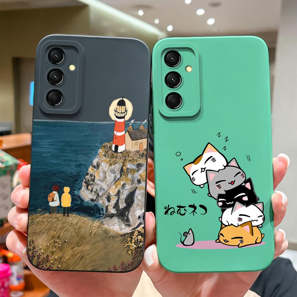 For Samsung Galaxy M35 5G Case Cute Cat Full Coverage Phone Shell For Samsung M 35 Anti Drop Soft Liquid Silicone Back Covers
