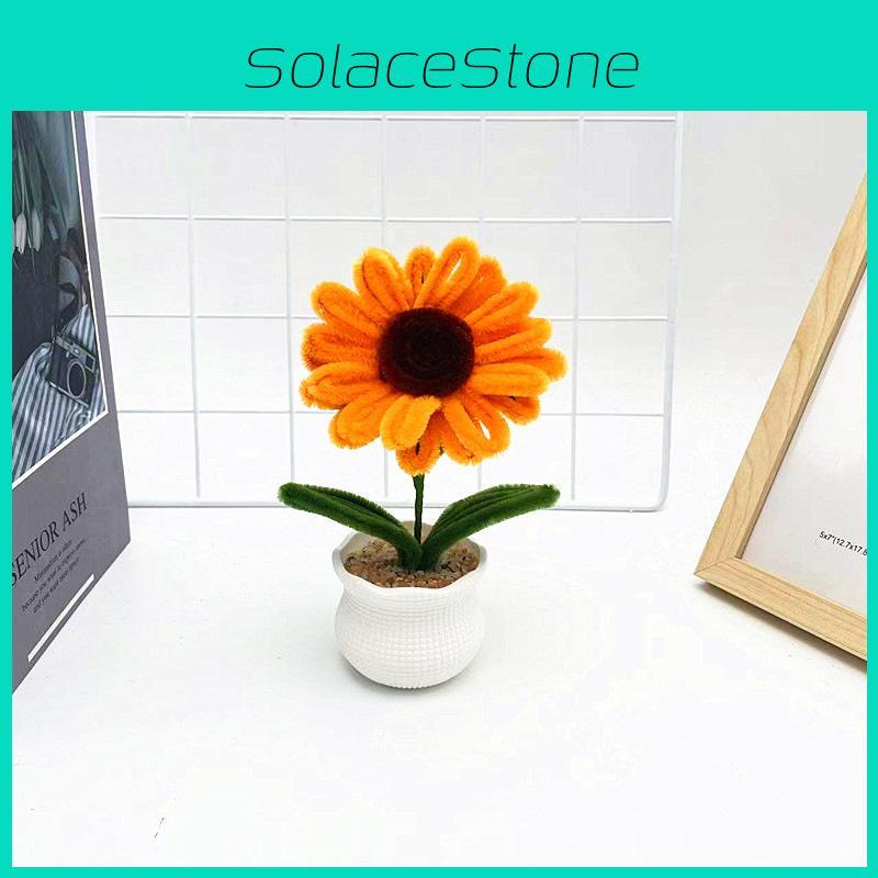 Plush Rod Twisted Sunflower Potted Desktop And Office Decoration Ornament