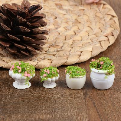 2 Stücke Puppenhaus Möbel 1:12 Zubehör Mini Grünpflanze Bonsai Blumentöpfe