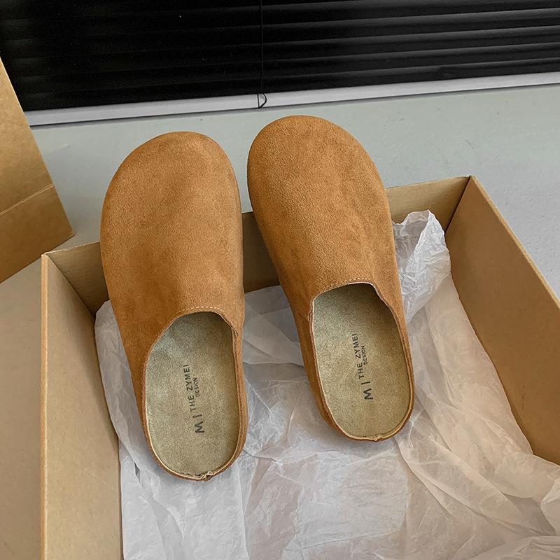 

Баотоу Бокен полушлепанцы женская верхняя одежда 2025 лето новый ретро Мори универсальные дышащие на толстой подошве ленивые туфли 40