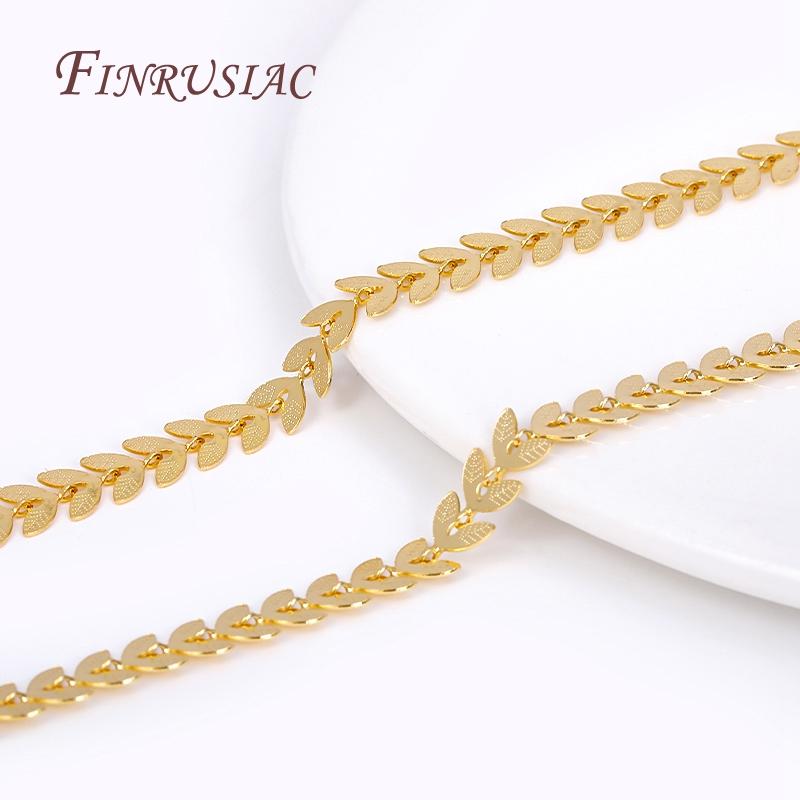 18K Gold Plated Brass Metal Leaf Chains For Earrings Necklace Accessories High Quality Jewelry Chains DIY Jewelry Findings