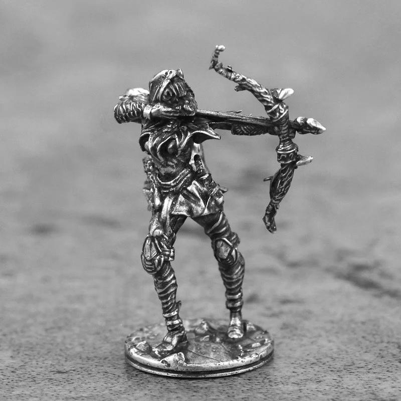 1pcs Beauty Women Archer Solider White Copper Miniature Figurines Metal Toy Car Desktop Ornaments Decoration Accessories Crafts