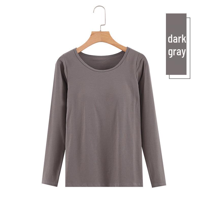 Modal Long-Sleeve Women's Base Shirt with Chest Pads, No Underwire, Integrated Cup, Autumn/Winter Outerwear & Sleepwear