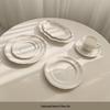 Tai Life French Retro White Embossed Ceramic Lace Plate for Breakfast & Dessert
