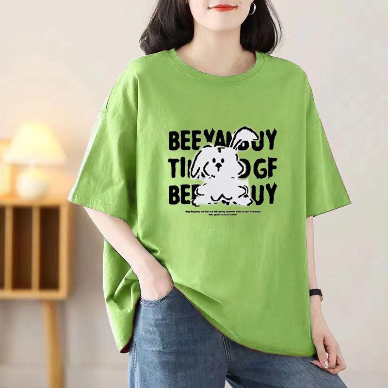 Sommer Damen Neues Cartoon-Druck Kurzarm-T-Shirt Lockere Oberteile