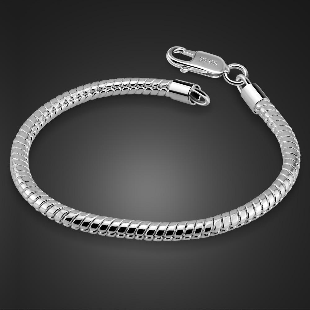 

Браслет-цепочка «Змеиная кость» круглый 4 мм Простой мужской гальванизированный толстый родиевое золото ювелирные изделия 17