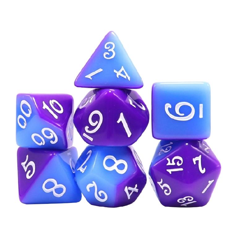 7Pcs Multi-Sided Acrylic Dices Polyhedral Dices Double Color Tabletop Game Dices