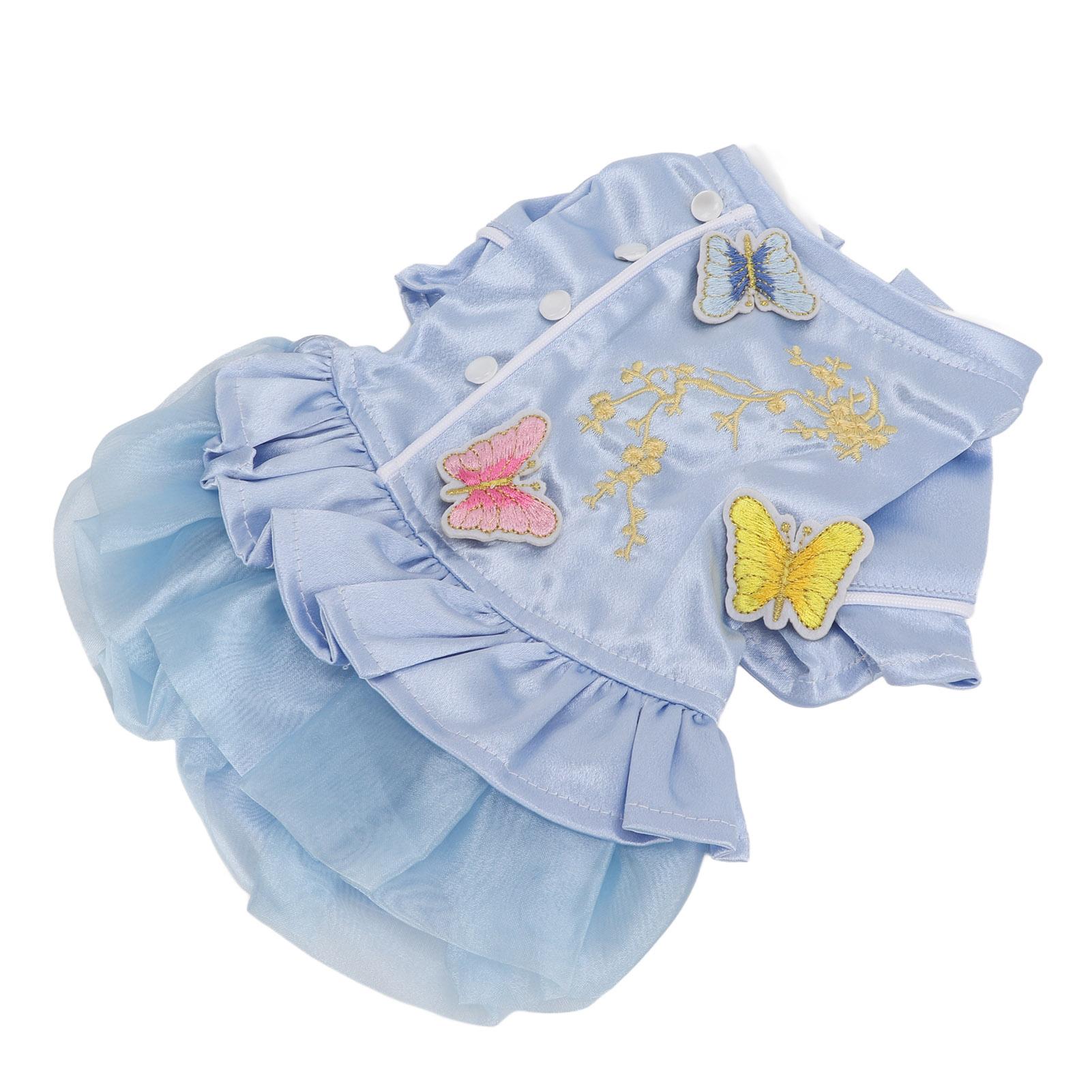 

Pet Chinese Style Clothes Spring and Summer Embroidered Skirt Dog Cheongsam Clothes Suitable for Puppy Cat S