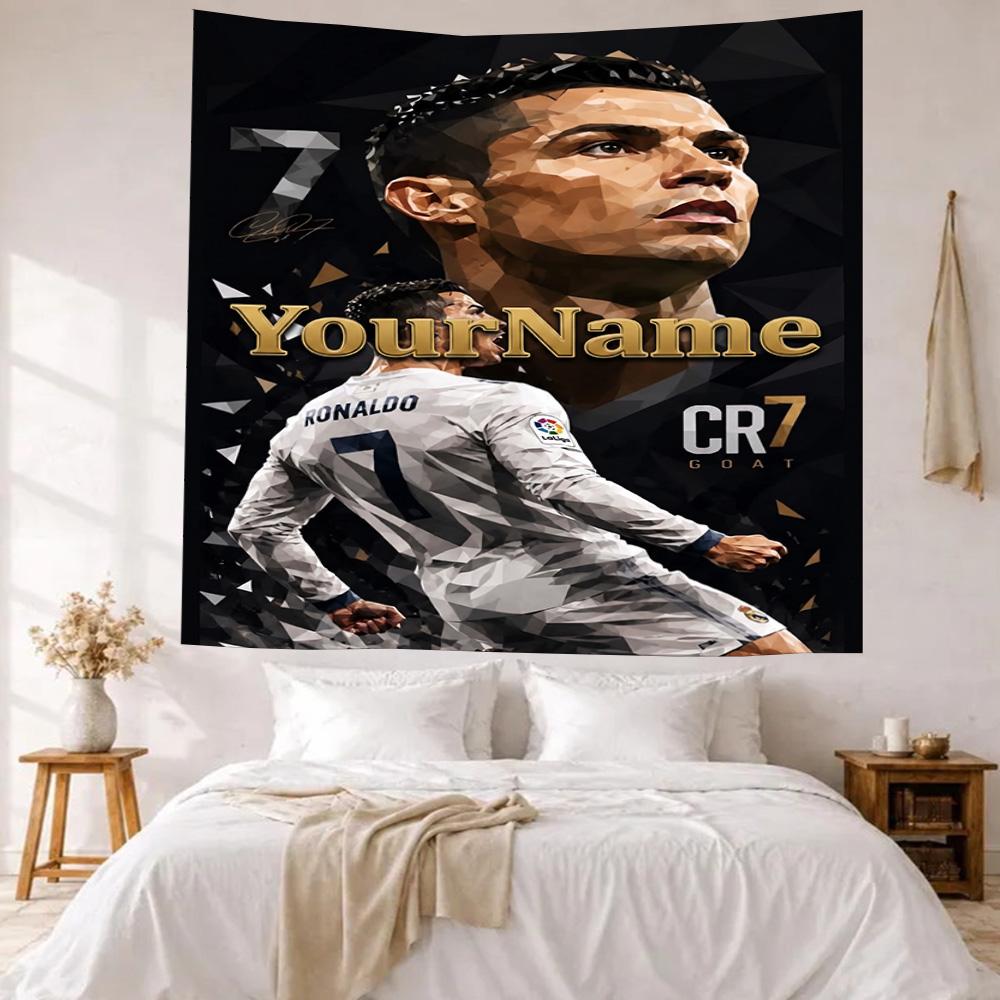 Cristiano Ronaldo Custom Your Name Wall Decor Tapestry Art For Pet Memorial Birthdaywedding Party Backdrop Family Gift