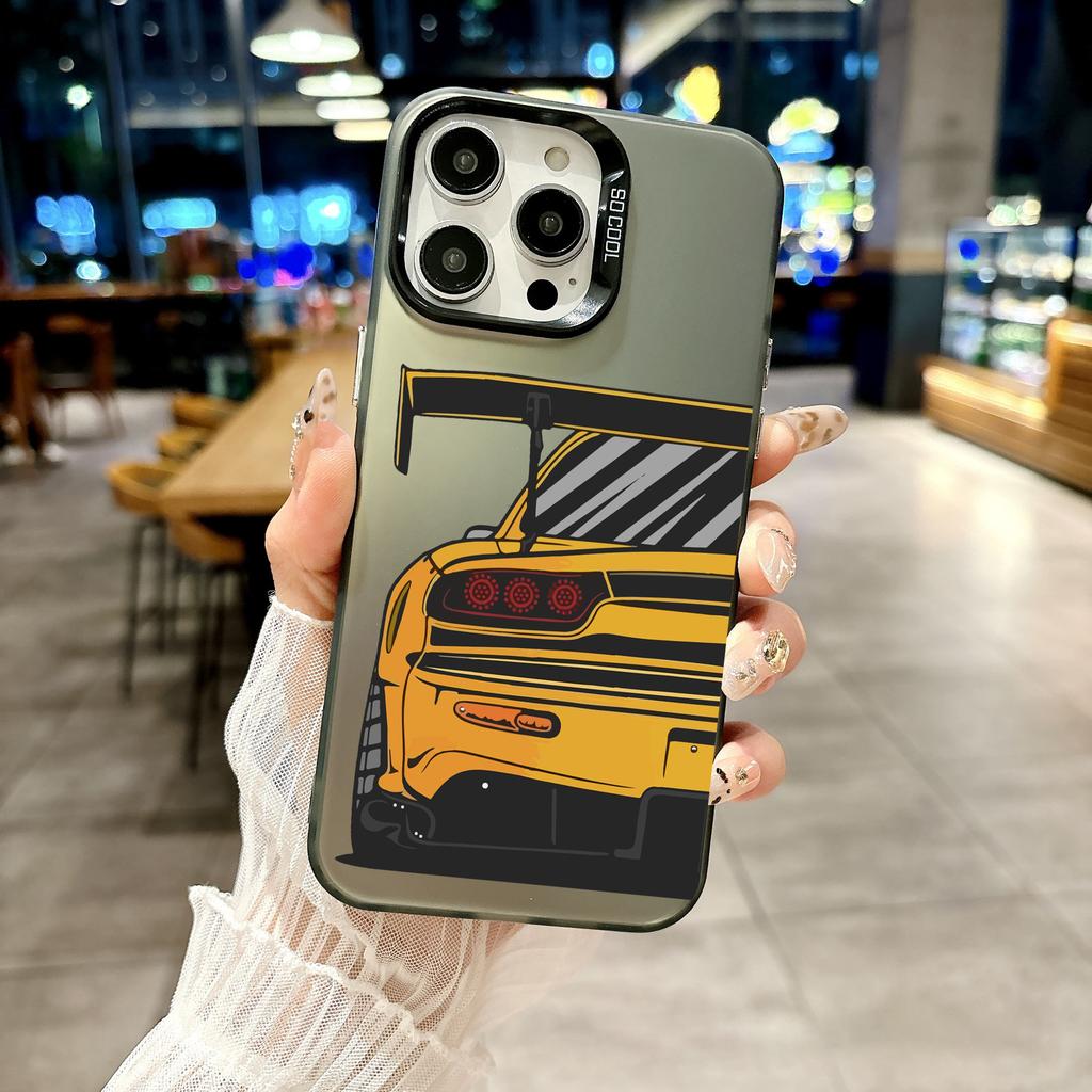 Color Phone Case For iPhone 17 16E 16 11 15 14 Pro MAX 12 13 MINI 7 8 Plus XR SE Silver IMD Cover Japan JDM Sports Cars Comic