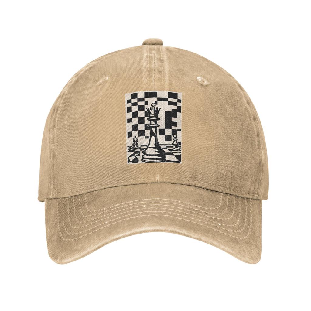 Chess Pieces On Board 1 Washed Denim Cap Casual Baseball Caps Adjustable Hat Summer Unisex Baseball Hats