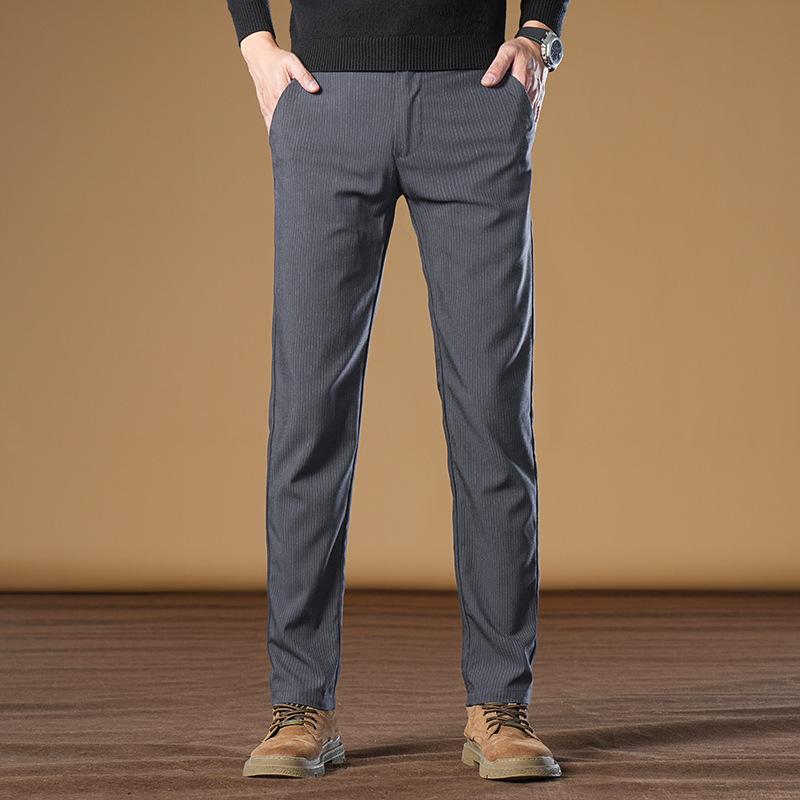 A pair of high-end casual pants for men's versatile slim-fitting straight autumn and winter thick business suit long pants