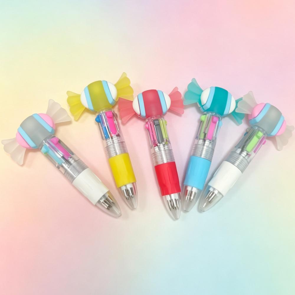 5Pcs/Lot Cute Candy 4Colors Mini Ballpoint Pens Kawaii Cartoon Mlticolor Ball Pen Kids Writing Supplies School Office Stationery
