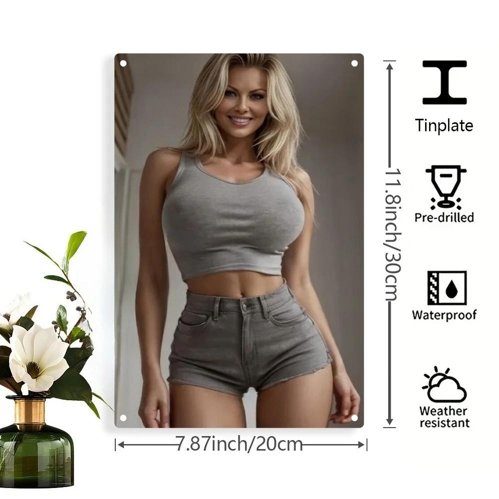 Blonde Lady Metal Wall Art Weatherproof Iron Plaque Indoor Outdoor Decor