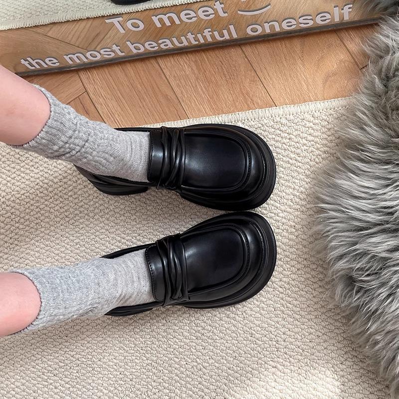 Black British Style Small Leather Shoes Women's 2025 New Spring and Autumn Single Shoes Summer Muffin Platform Mary Jane Loafers
