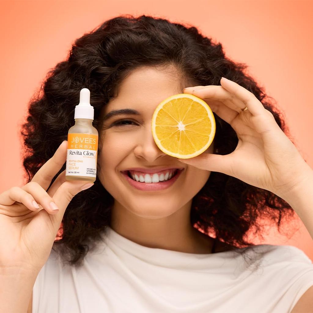 Jovees Herbal Revita Glow Vitamin C Face Serum For Dark Spots, Radiant Skin, Anti Aging & Natural Glow Hydration 30ml