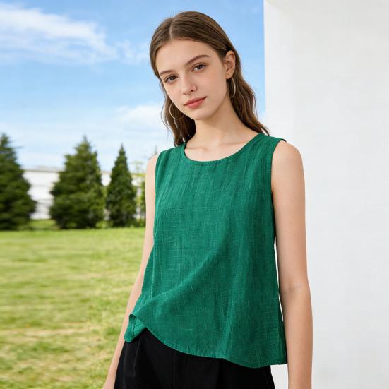 Damen Oberteile Rundhals Ärmellos Lockerer Schnitt Pullover Oberteile Sommer Frühling Lässig Basic Layering T-Shirt Tägliches Tragen