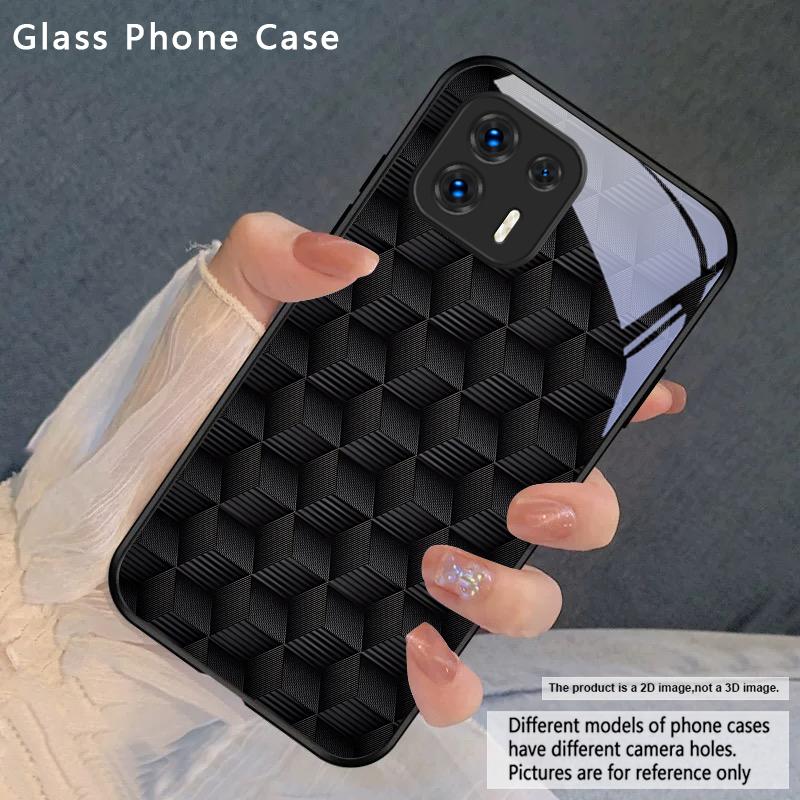 Dark geometric texture For Motorola Moto Edge 20 Lite 30 Pro 40 Neo 50 Ultra G14 G22 G24 Power 34 G35 X30 Pro Glass Phone Case