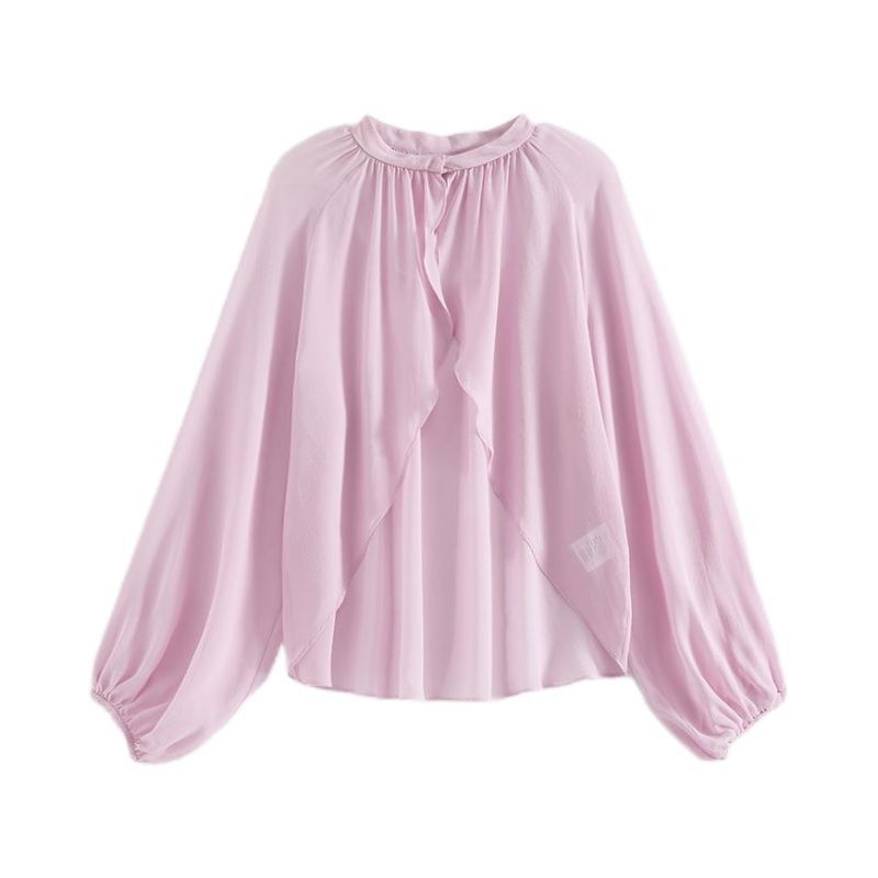 

Летний тонкий имитация шелкового кардигана-шаль, женская однотонная верхняя накидка, солнцезащитная куртка, короткая куртка S розовый