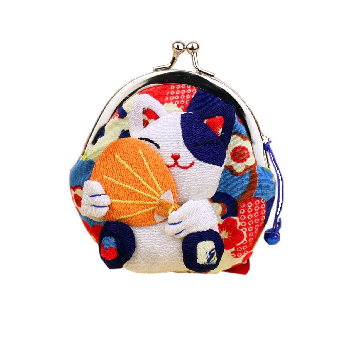 

[K.L.Y] Манеки-неко (Lucky Cat) Кошелек на застежке, 3,3 дюйма, Ручная работа мастера, Женский модный кошелек, Мини-кошелек, Милый женский кошелек (Монета