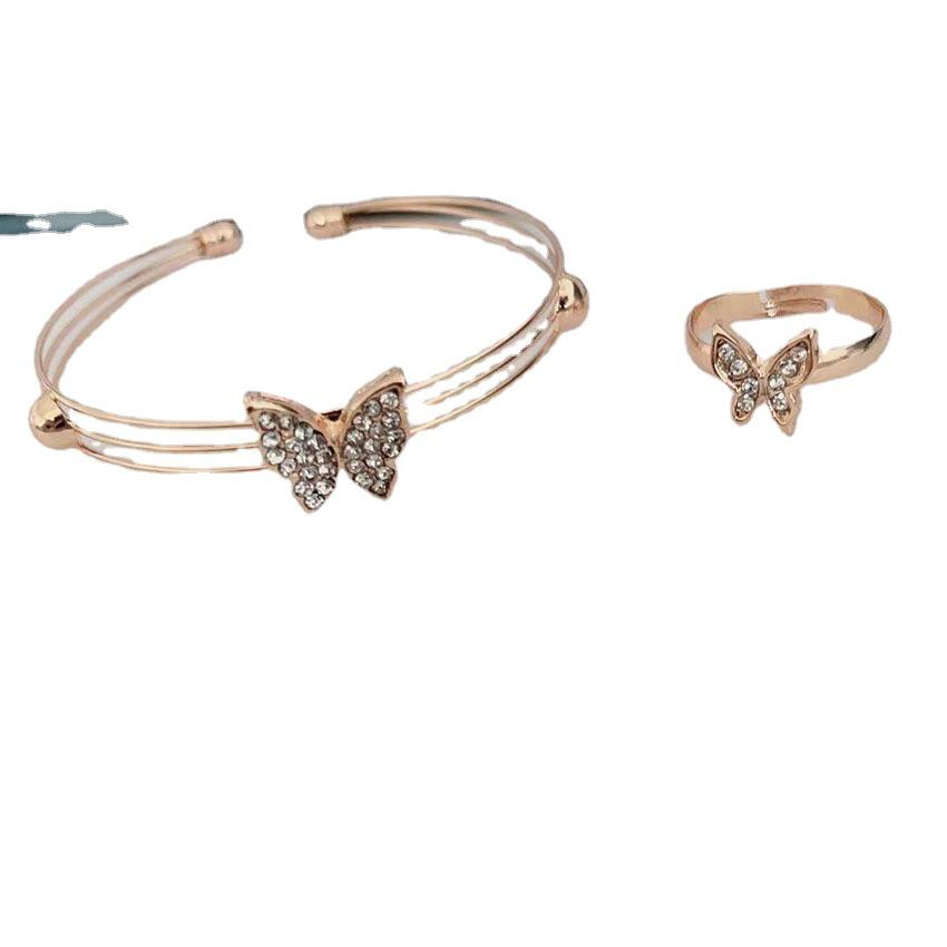 Exquisite Butterfly Jewelry Set: Necklace, Earrings, Ring, and Bracelet - European and American Style
