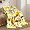 Cute yellow puppy characters with brown hats in cheerful activities. for all seasons blanket lunch break throw gift