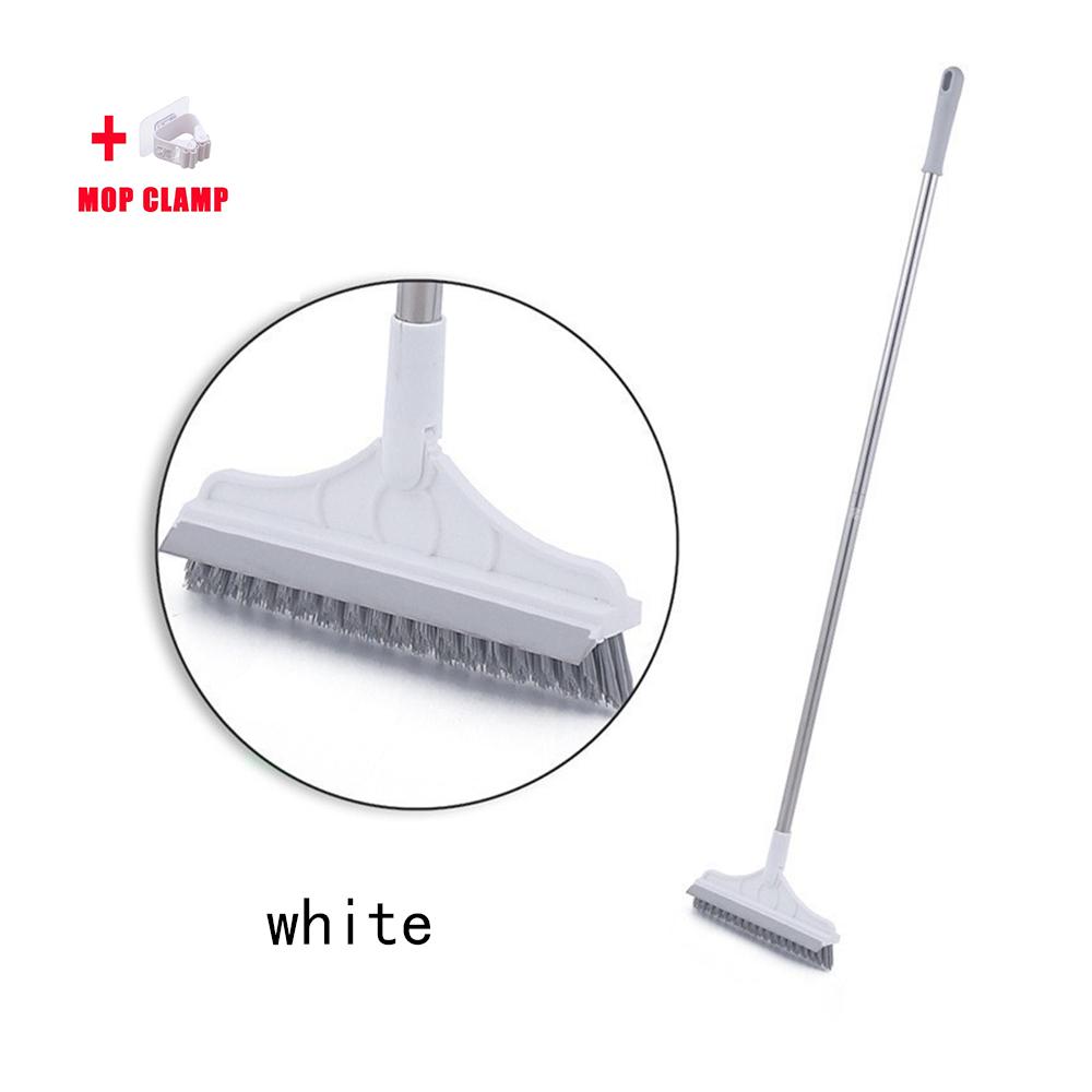

Scrub Brush Tile Cleaner Brush with Scraper with Squeeze 3-Section Adjustable Bathroom Brush with Long Handle V-Shaped Bristles L
