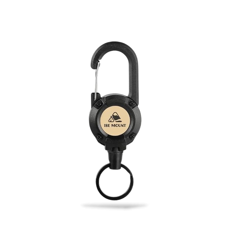 

[Regipro b] reel keychain metal wire outdoor telescopic With carabiner (black)