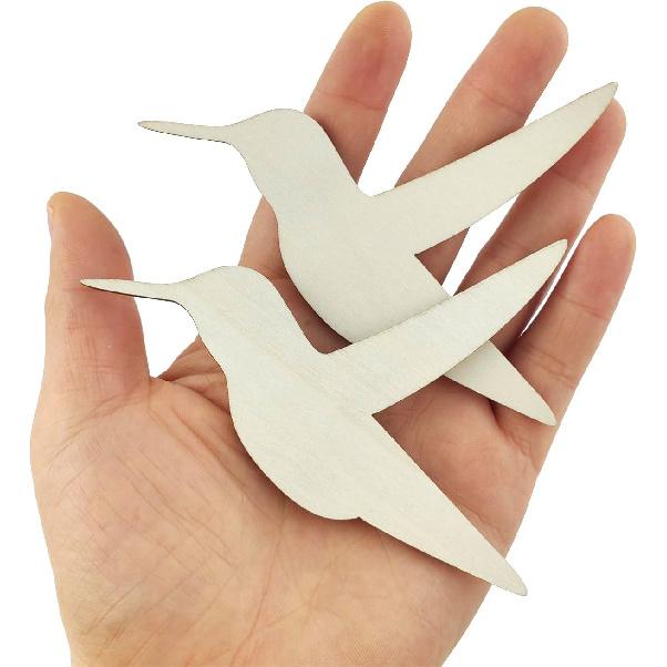 30 Pack 4 Inch Wood Hummingbird Cutouts Unfinished Wooden Hummingbird Hanging Ornaments DIY Hummingbird Craft Gift Tags for Home Party Decoration