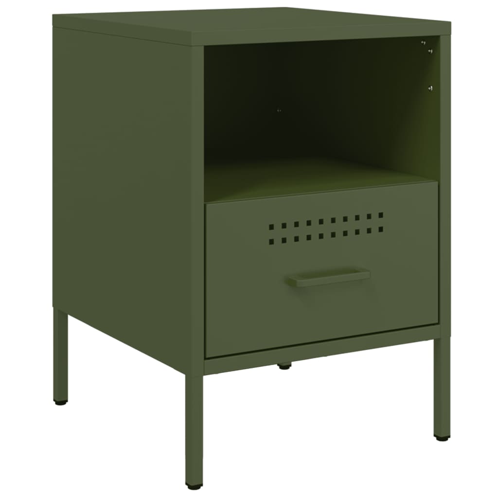 Nightstands 2 Pcs Olive Green 36 X 39 X 50.5 Cm Steel